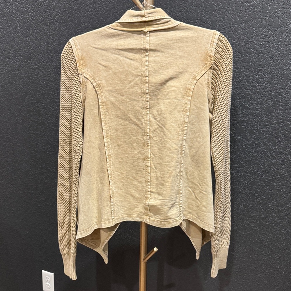 Natural Reflections Beige Knit Sleeve Cardigan Jacket Women’s Small - Picture 6 of 9